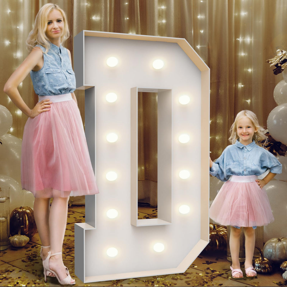 Teebloom 4ft marquee letter D with light for festive decor and photos.