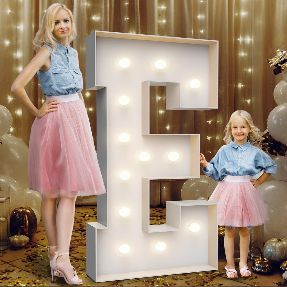 Teebloom 4FT marquee letter E with water bag stabilizes outdoor displays.