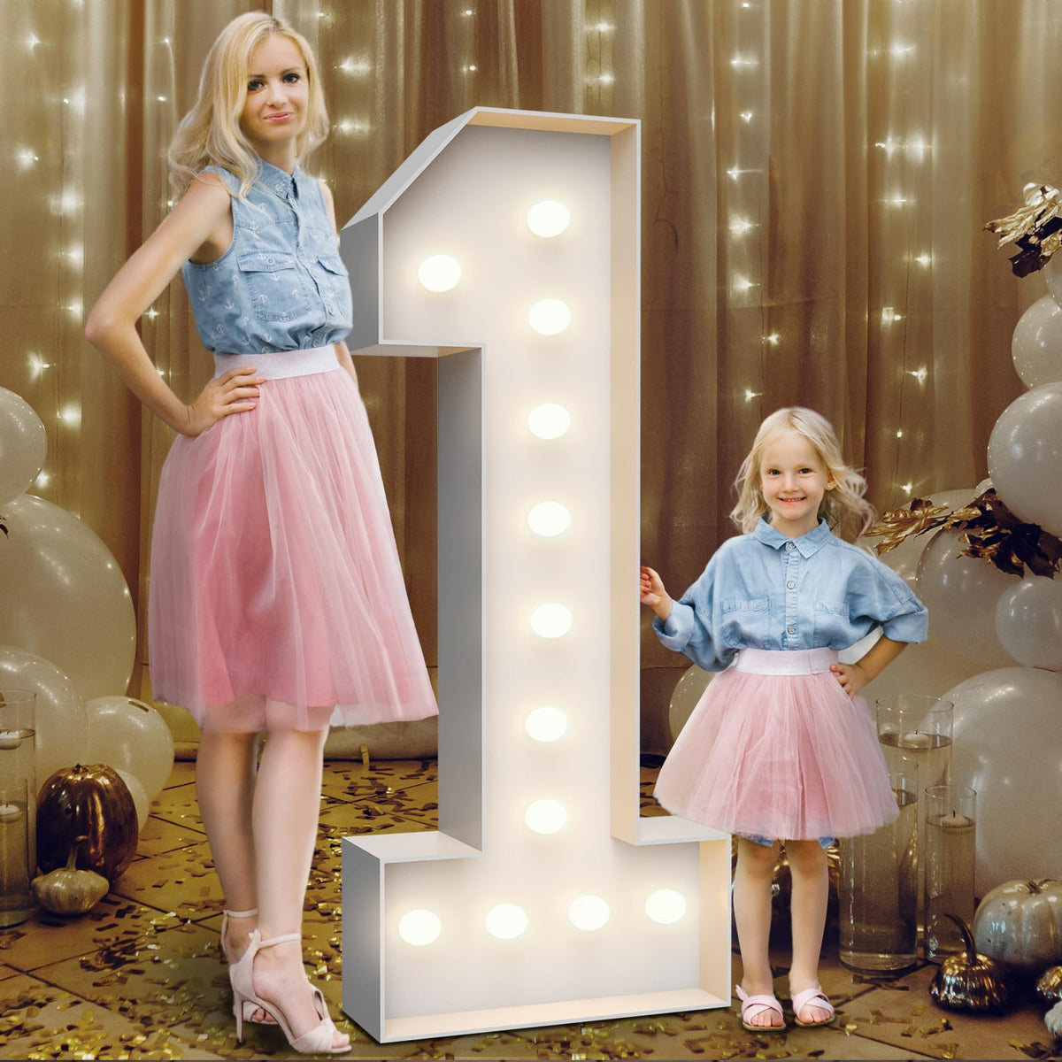 Teebloom 4ft marquee number 1 front view for eye-catching celebrations.