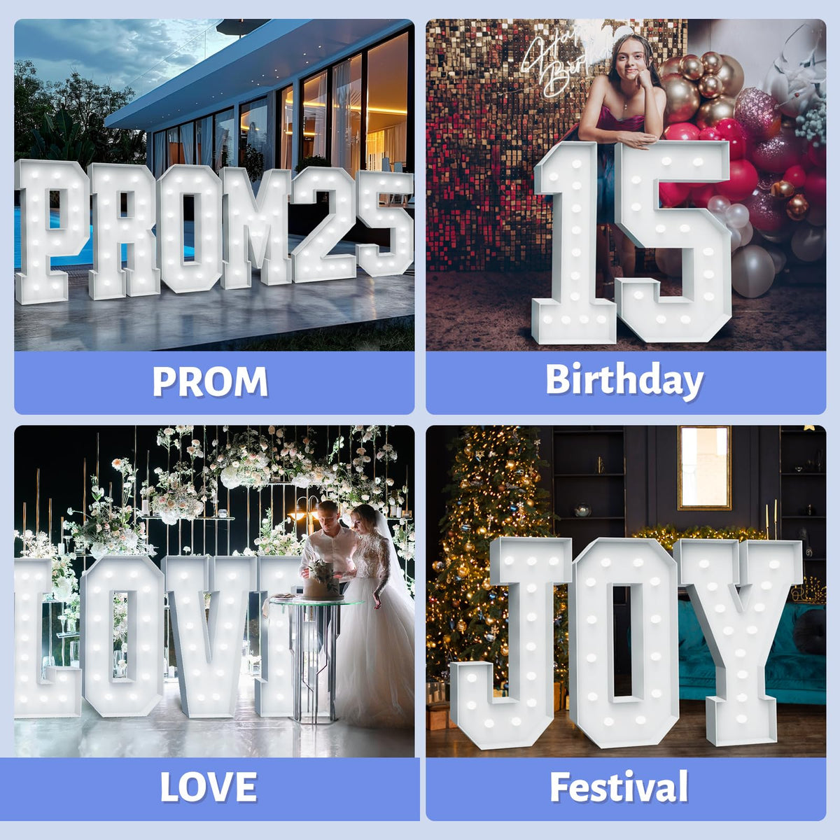 Teebloom durable foam board construction ensures sturdy, topple-resistant marquee letters.