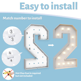 Teebloom LED marquee numbers provide vibrant light for indoor and outdoor events.
