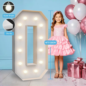 Teebloom marquee letter O with water bag and backstand for outdoor stability.