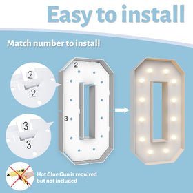 Teebloom pre-cut foam board assembly guide for quick setup of the O letter.