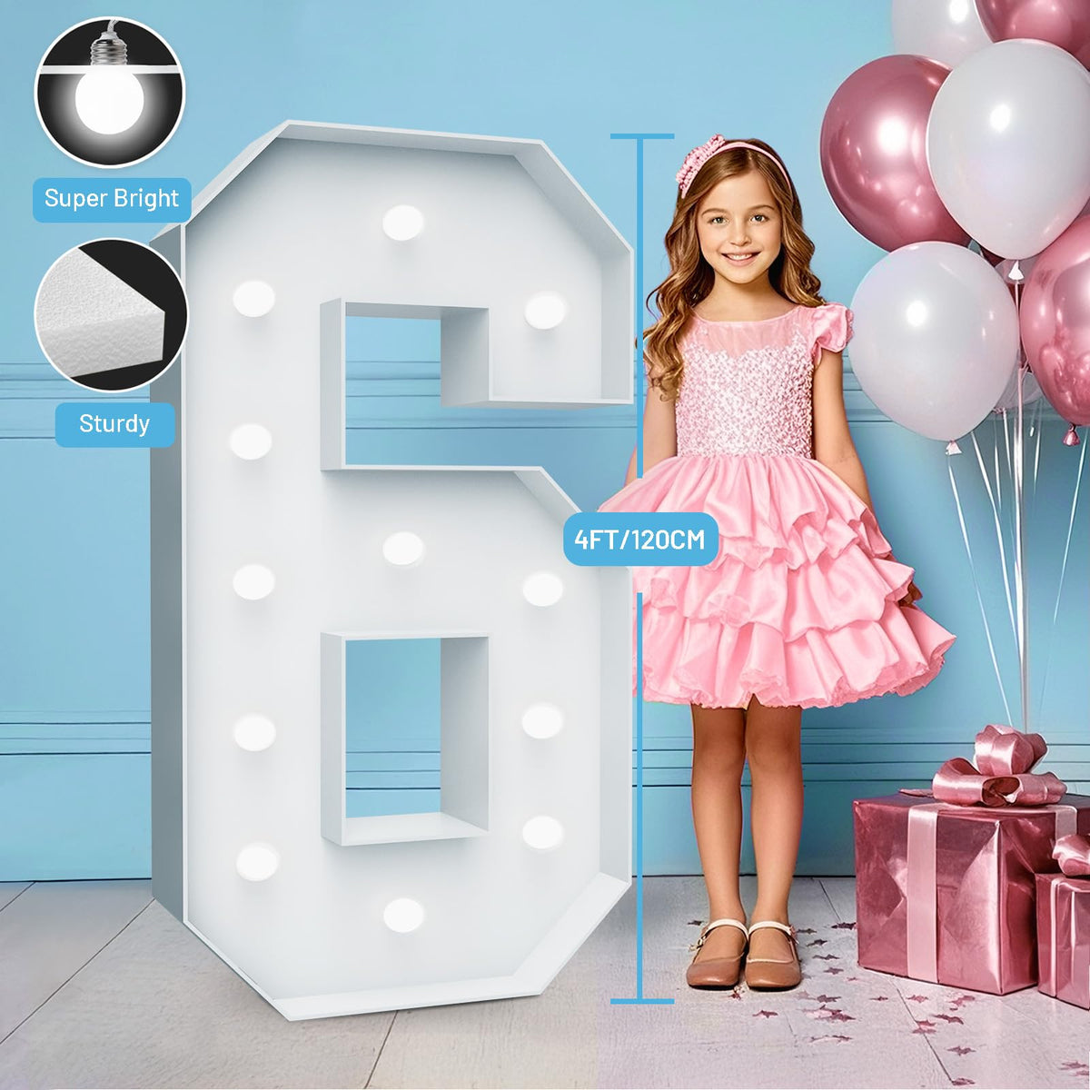 Teebloom sturdy foam board marquee number 6 for durable display.
