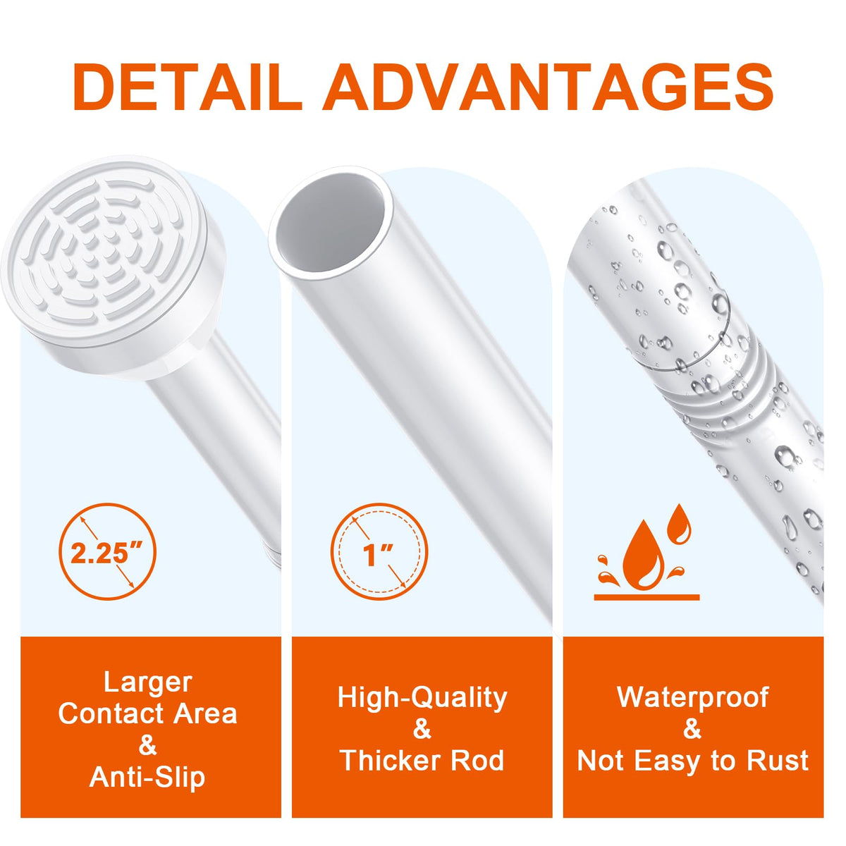 TEECK shower rod anti-slip silicone ends protect walls