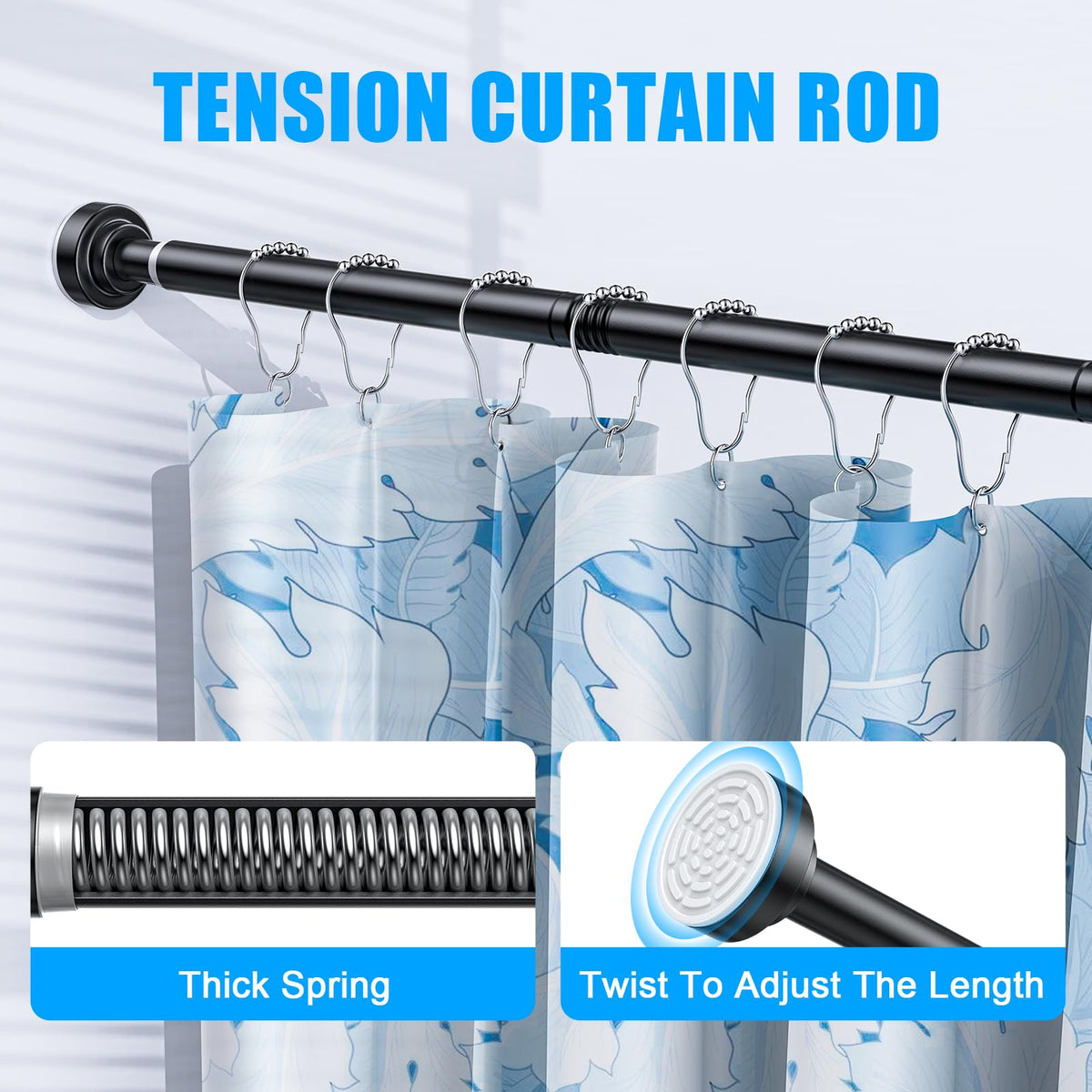 TEECK shower rod installation without drilling for quick setup.
