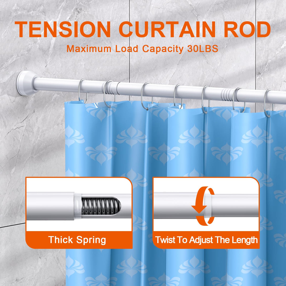 TEECK shower rod easy no-drill installation for renters