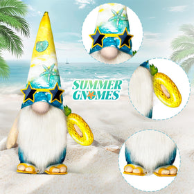 Teeker Hawaiian bikini gnome plush, side view adds playful summer charm.