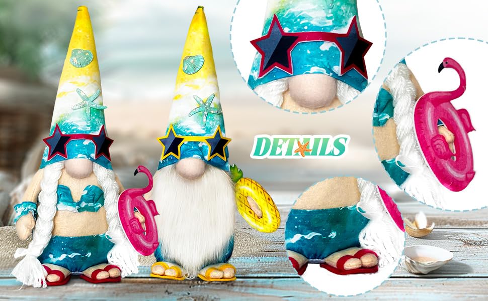 Teeker bright summer gnome decor for living room centerpiece.