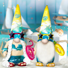 Teeker weighted-base gnome on table, ideal mantel or shelf.