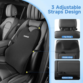 Teemour car-seat lumbar support fits beneath the driving posture for comfort.