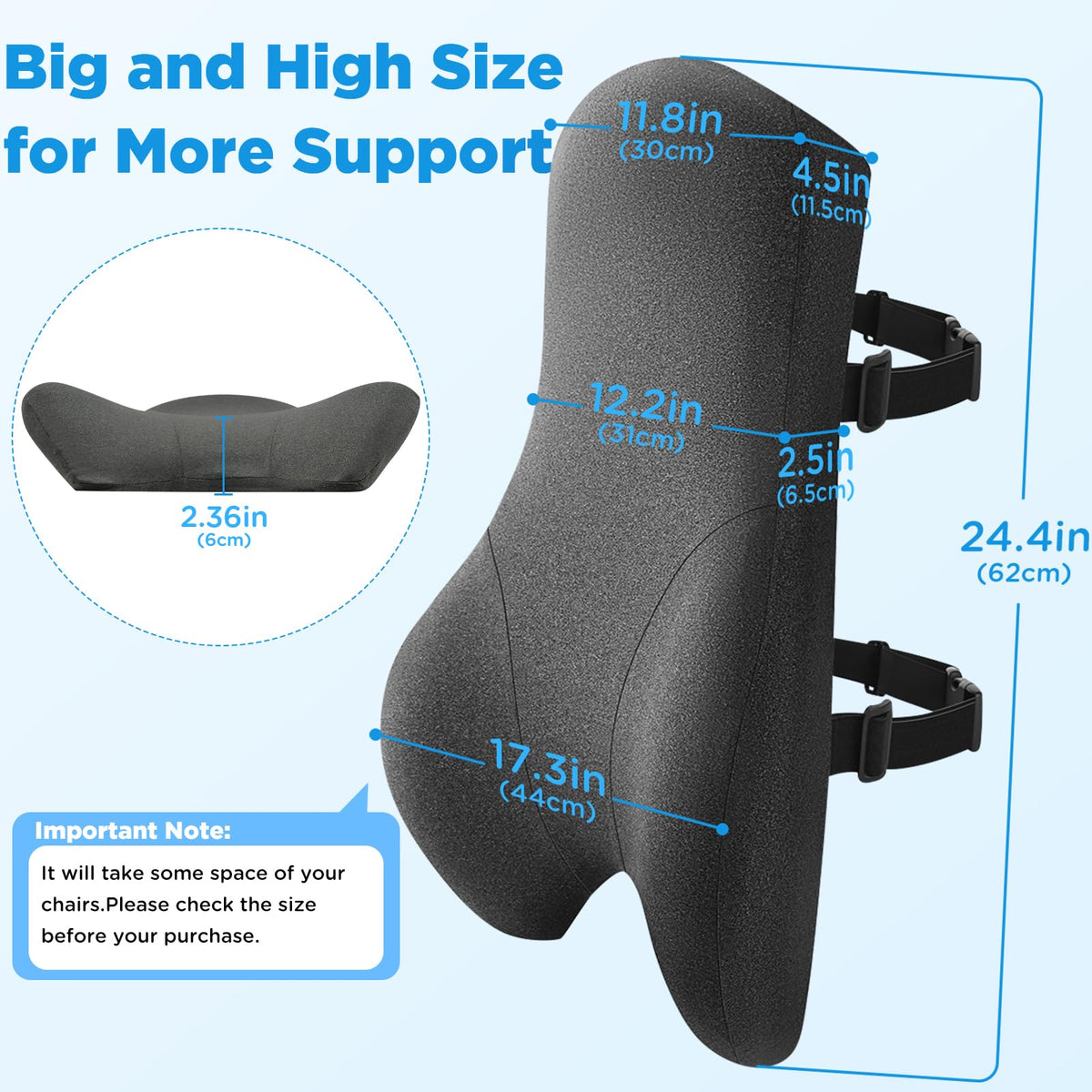 Teemour memory foam lumbar pillow contours the spine for comfort.
