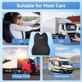 Teemour truck ride with lumbar pillow enhances seating comfort on long hauls.