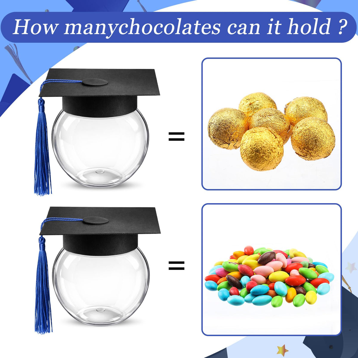 Teenyyou blue cap party favors with jars for memorable celebrations.