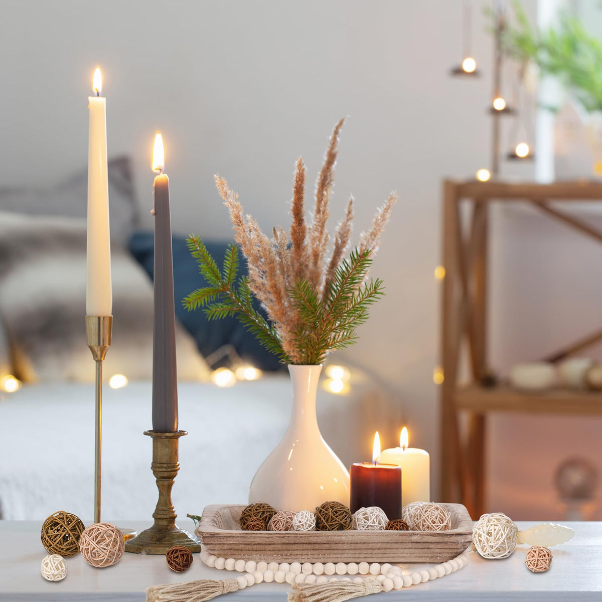 Teenyyou dining table decor setup for rustic boho styling.