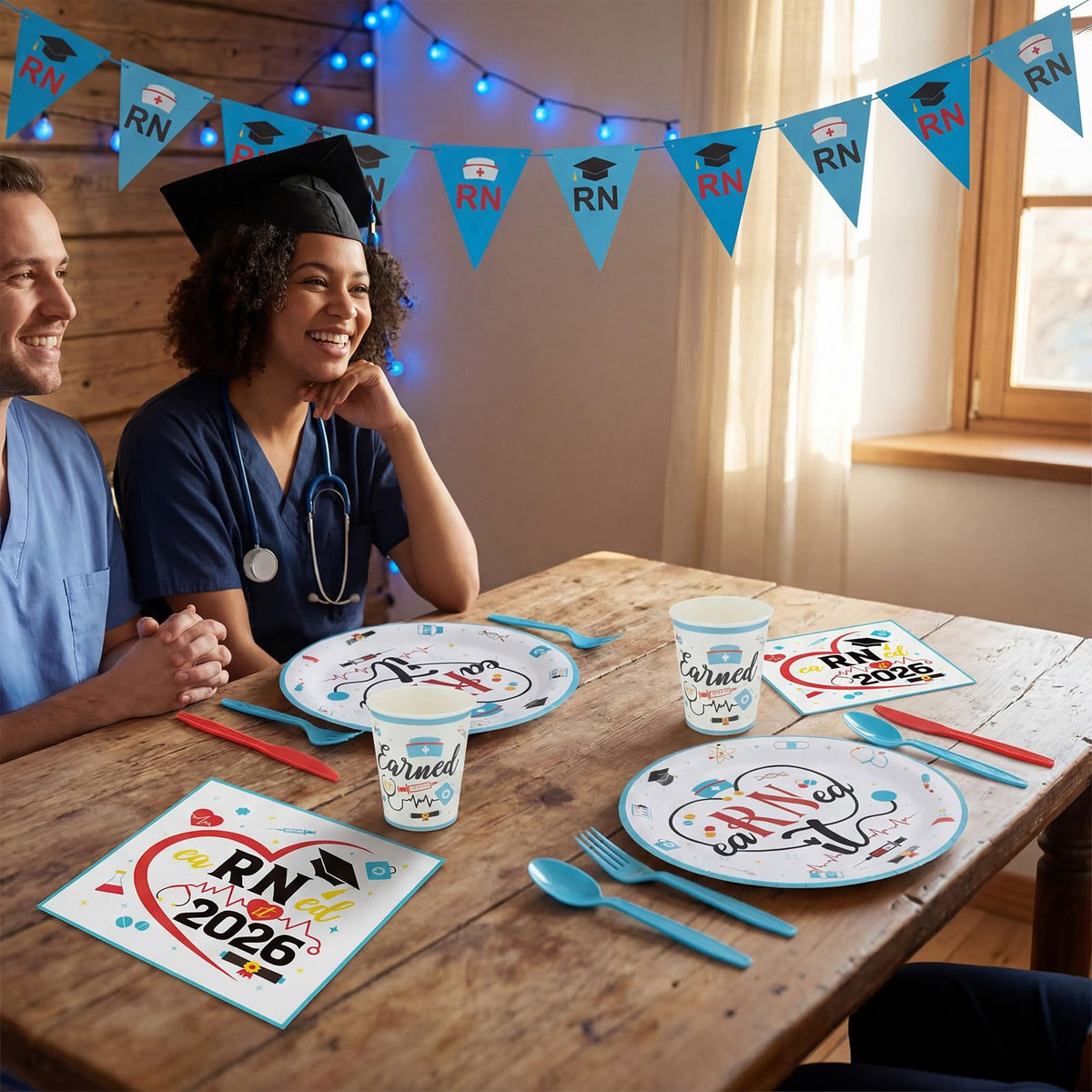 Teenyyou Earned It nurse forks for effortless dining at grad celebration.