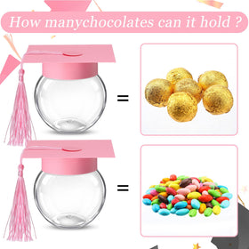 Foldable pink graduation cap over a jar for easy assembly by Teenyyou
