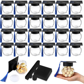 Teenyyou graduation cap candy jars blue pack, ideal for DIY party favors and keepsakes.