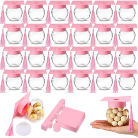 Teenyyou pink graduation cap candy jar with tassel for party favors