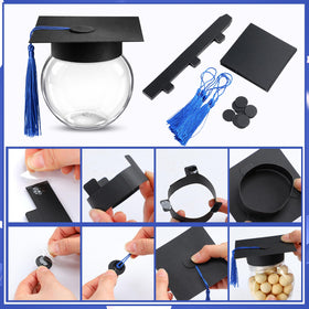Teenyyou graduation cap jar open view, showing clear contents.