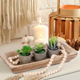 Teenyyou natural paulownia wood tray complements tables and consoles.