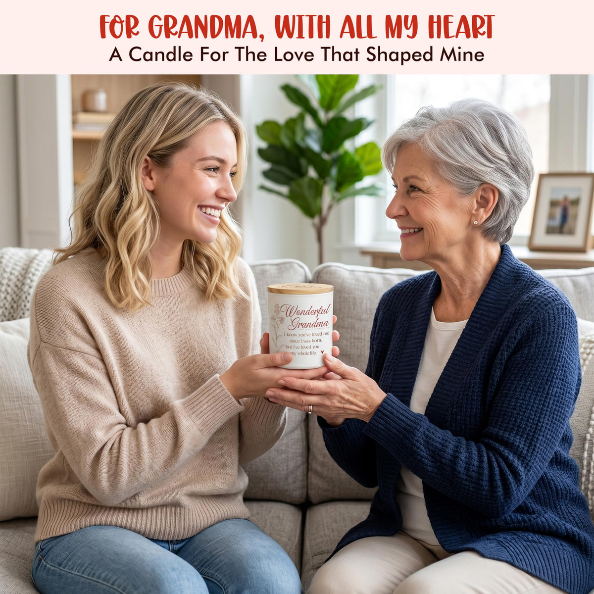 TEEZWONDER grandma candle jar view showing long-lasting fragrance for gifting.