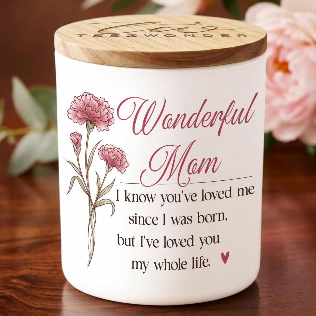 TEEZWONDER vanilla lavender candle in 10 oz jar for Mother's Day ambiance