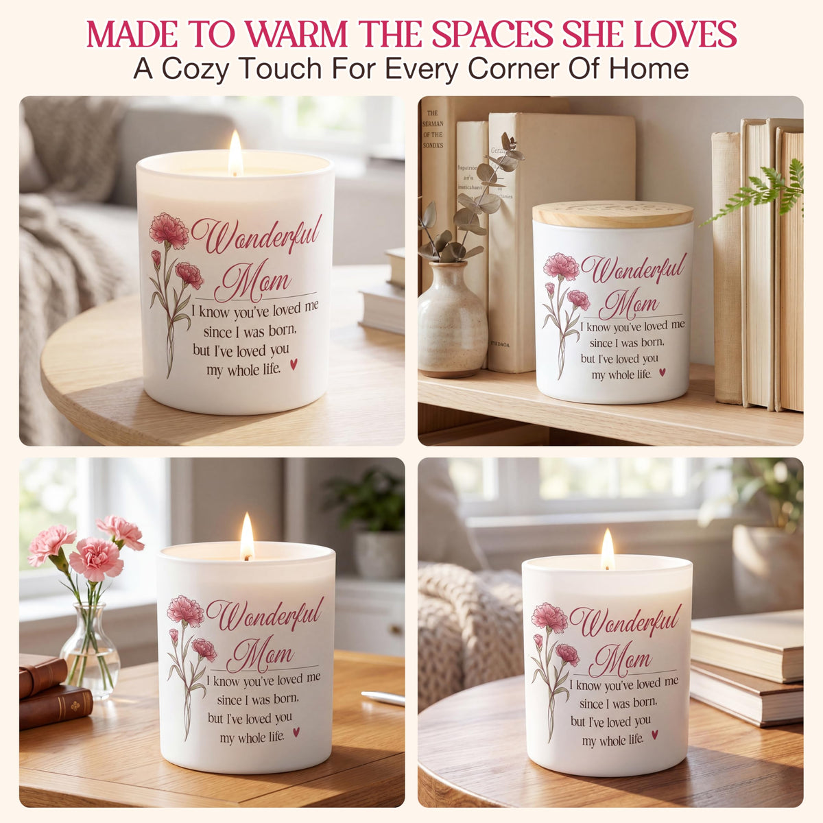 TEEZWONDER quote candle as a thoughtful mom gift idea