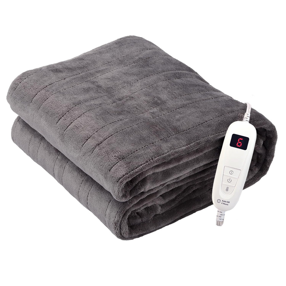 Tefici electric heated blanket throw front view for warming evenings on the couch