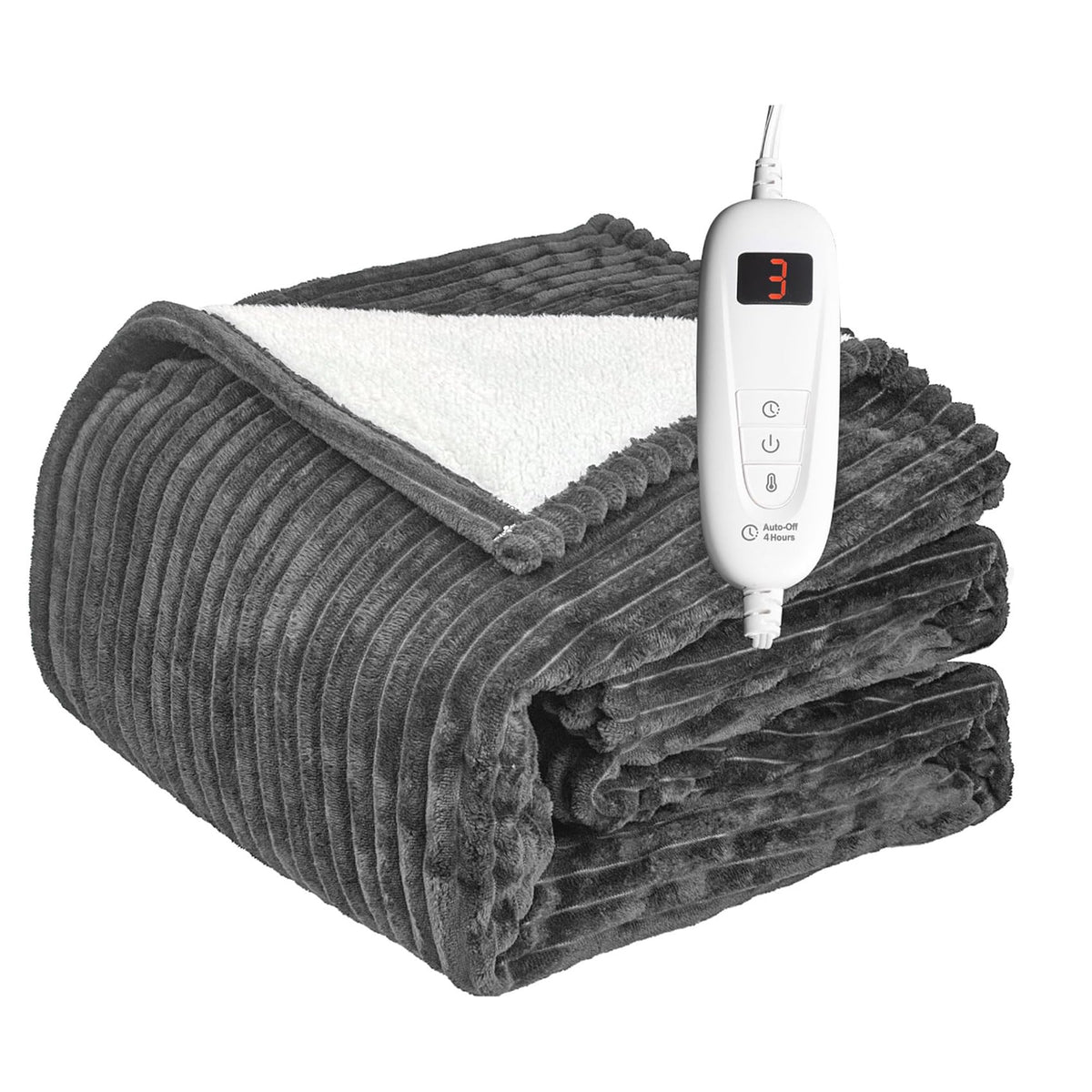Tefici heated blanket throw laid flat in gray for cozy warmth on chilly evenings