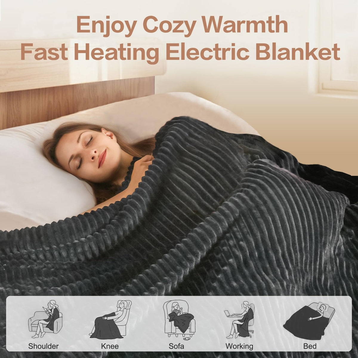 Tefici heated blanket throw machine washable after cord removal for easy care