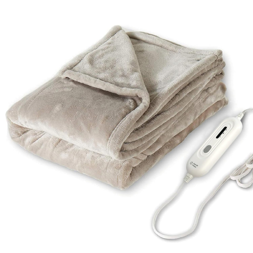 Tefici heated blanket throw camel fabric texture highlights soft warmth for cozy evenings.