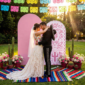 Tegeme baby shower arch cover rose red creates a charming celebration backdrop.