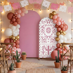 Tegeme cielito lindo floral print arch cover adds elegant Mexican styling.