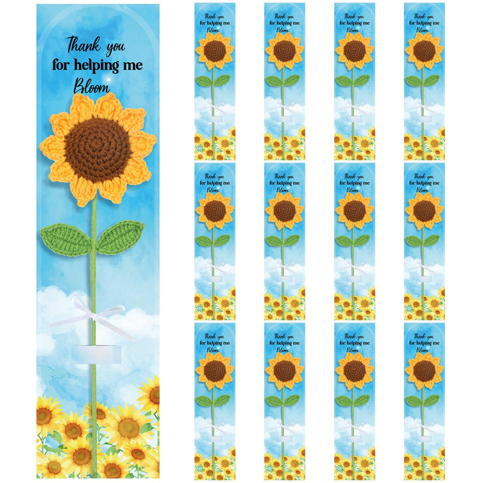 Tegeme crochet sunflower 12-inch bouquet for desk decor and gifting.