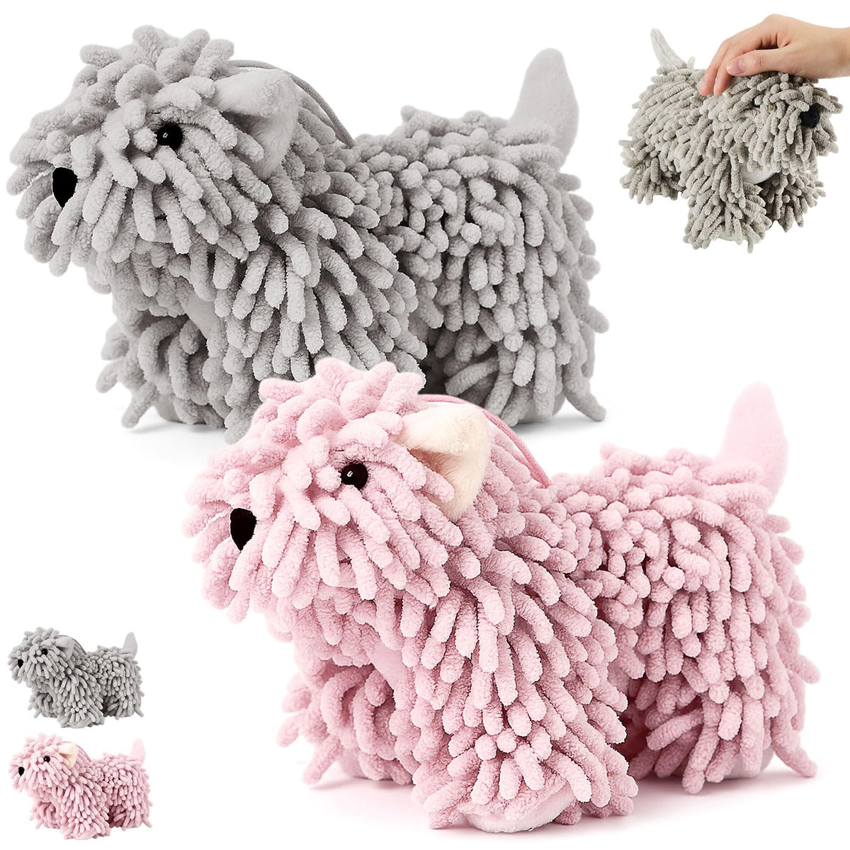 Tegeme dog hand towel set, two-piece, ideal for bathroom use.