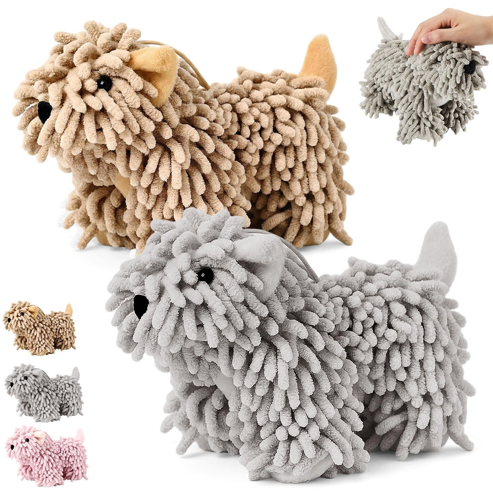 Tegeme dog towel two-pack front view shows soft chenille texture for daily use.