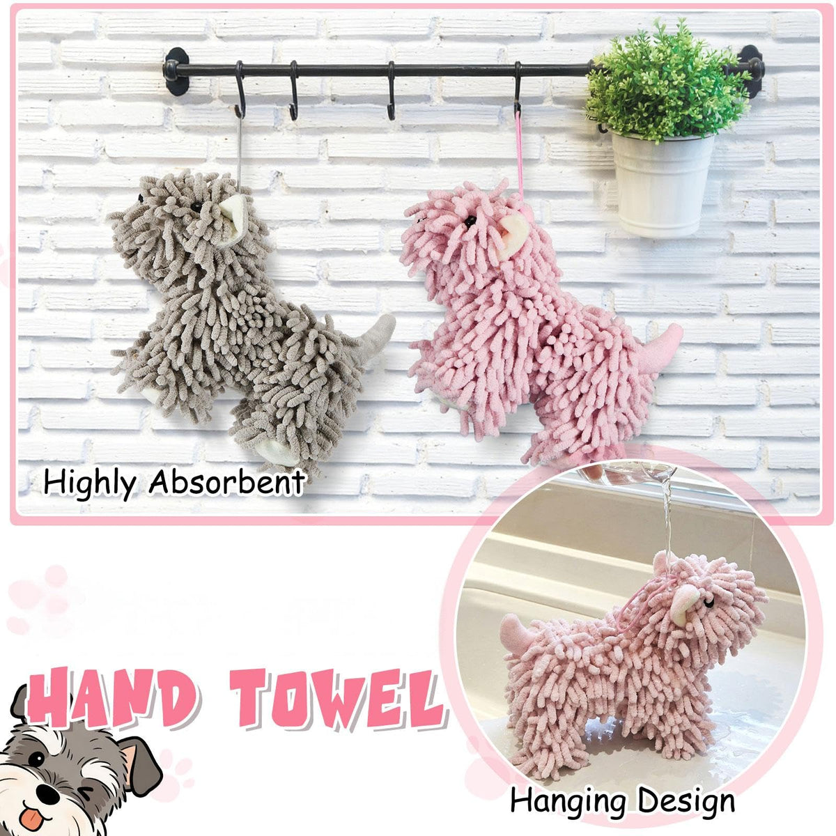 Tegeme dog towels in bathroom counter, ready for drying.