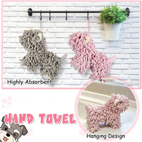 Tegeme dog towels in bathroom counter, ready for drying.