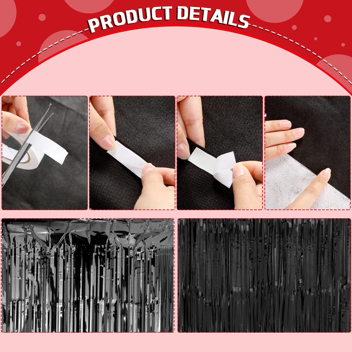 Tegeme gold tinsel curtains add festive sparkle for events