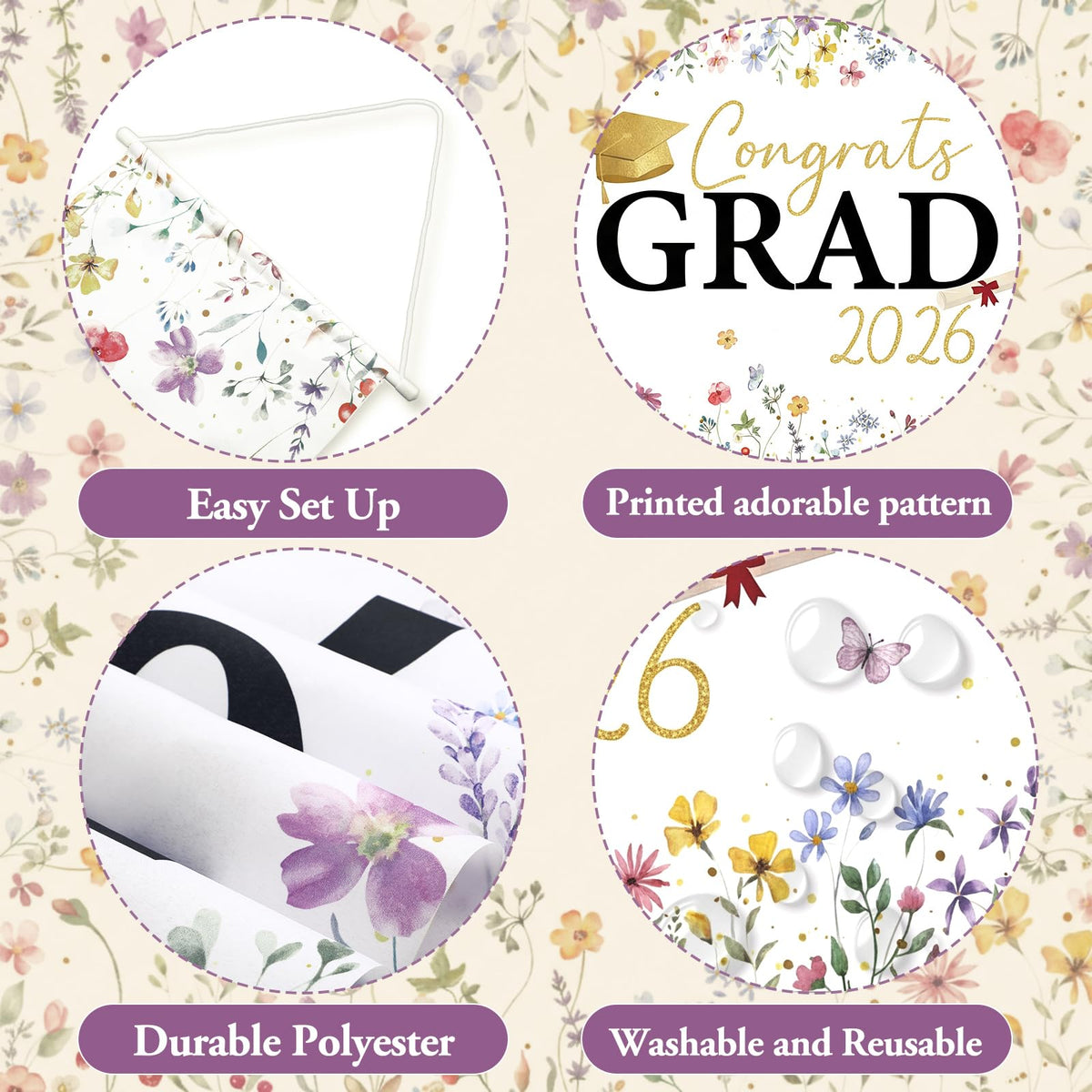 Tegeme vertical wildflowers banner B for celebrations