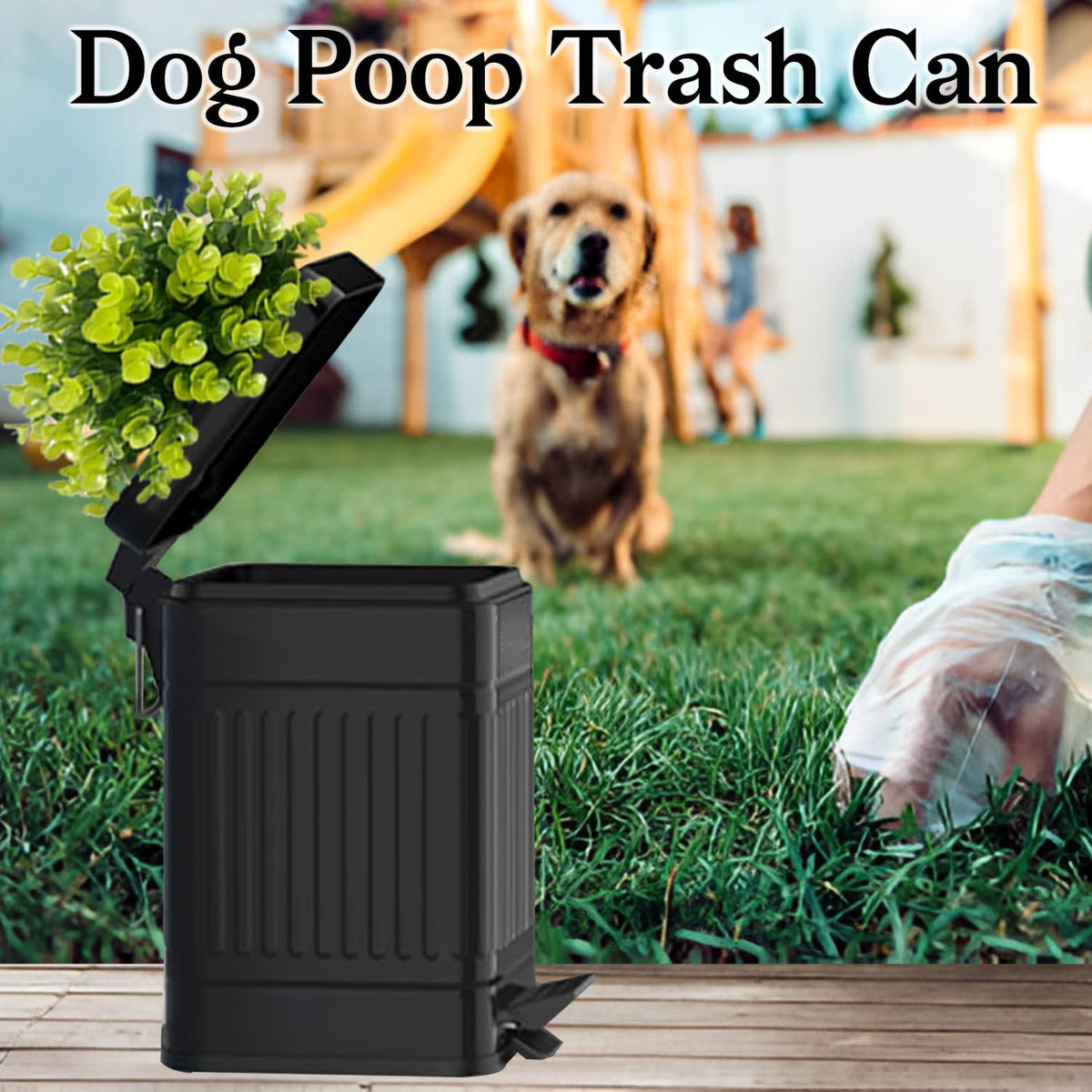 Tegneo odor-seal lid highlights odor containment for pet waste in a compact can.