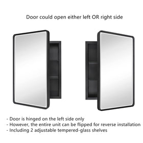 Cabinet fits a 16x24 inch bathroom wall opening for recessed mounting.