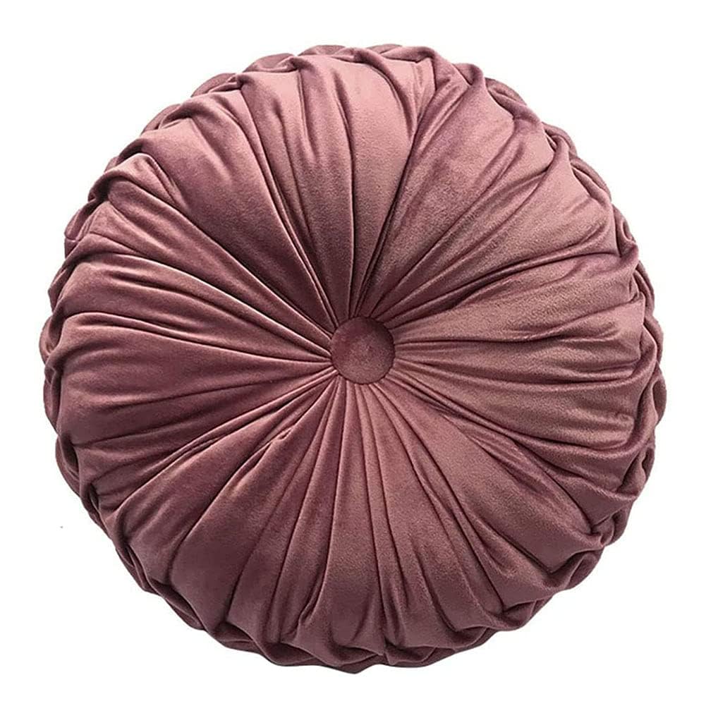 Teieas round velvet pillow with pleated button adds luxury to your sofa