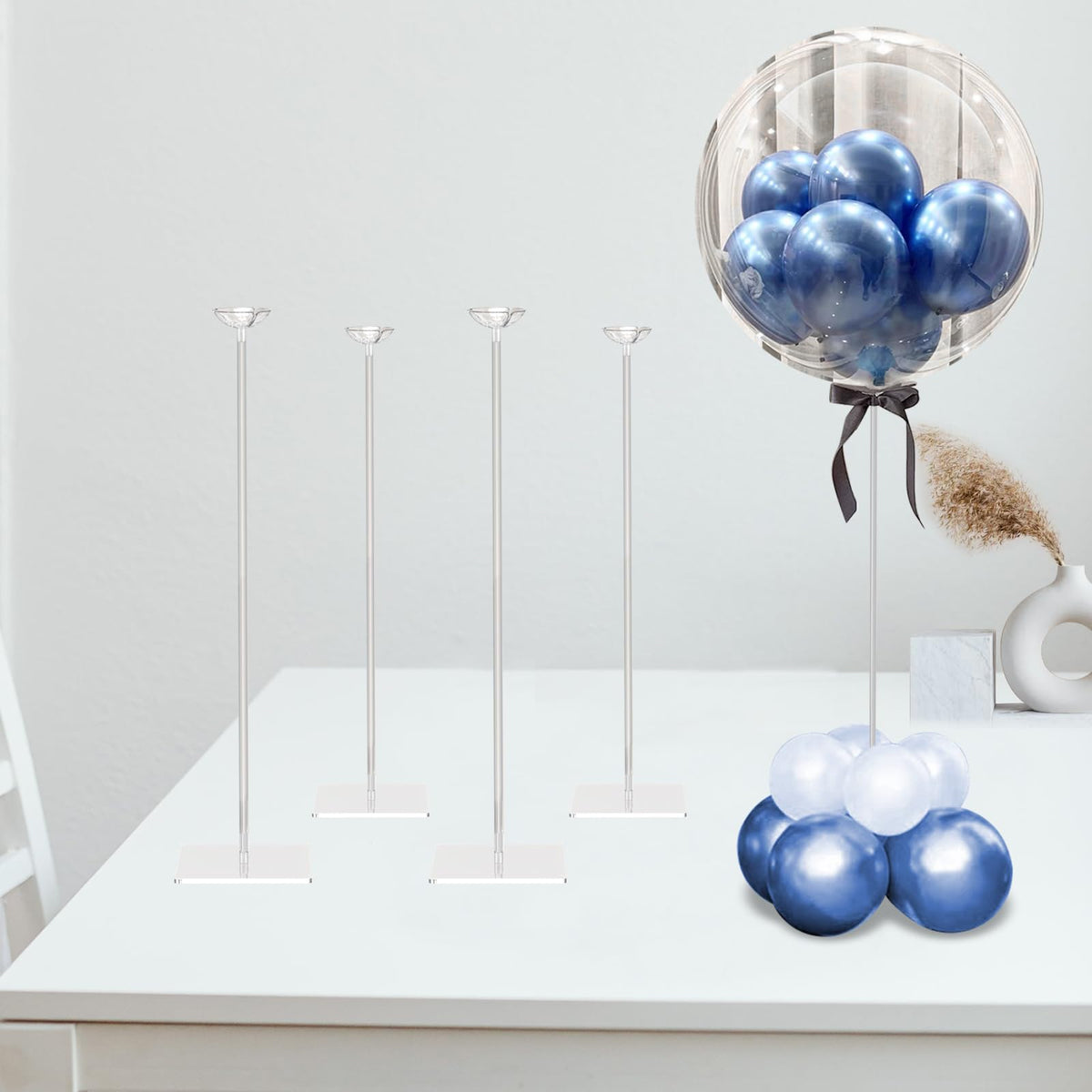 TEKXYZ balloon stand setup shows easy assembly for elegant table displays.