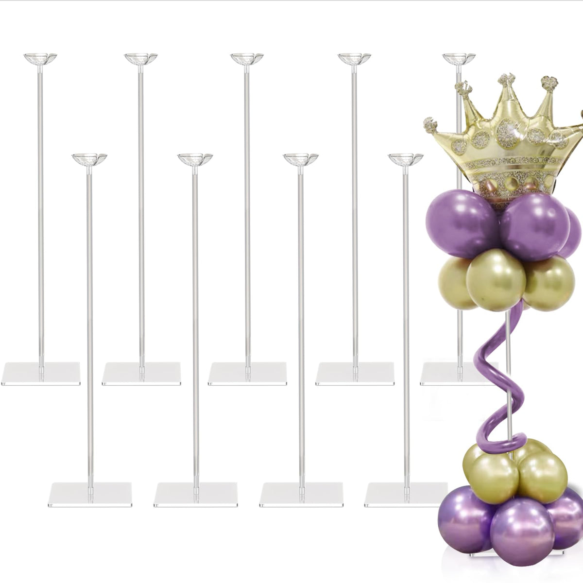 TEKXYZ clear balloon stand table centerpiece with 10 pieces for elegant decor.