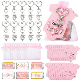 Teling angel keychain in pink for baby shower favors and keepsakes.