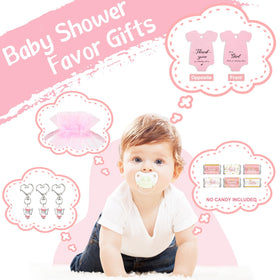 Teling pink organza gift bag enhances delicate baby shower gifting.