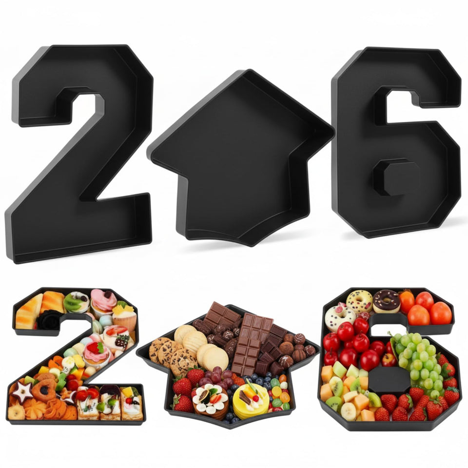 Tellingyou 2026 graduation number tray with digit 2 for elegant snack displays