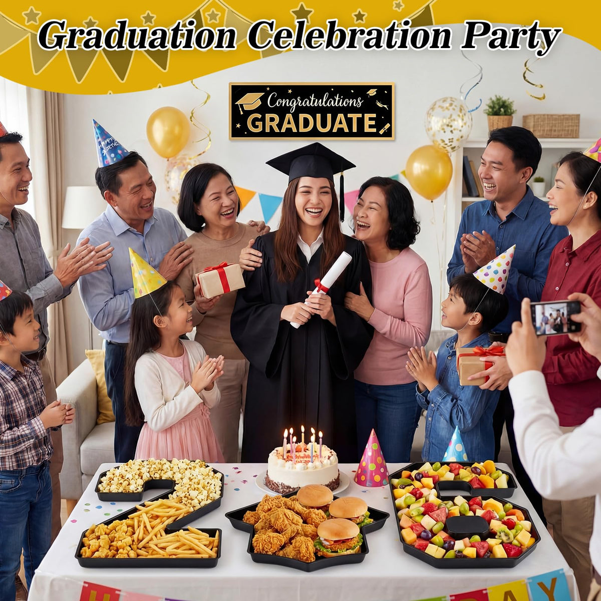 Tellingyou reusable graduation party decor tray sets a festive mood